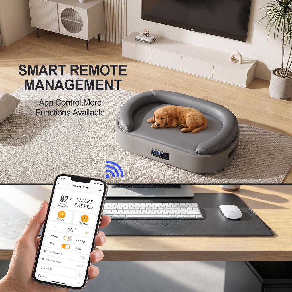 Heated Cooling Dog Bed for Medium Dogs, Comfort Summer Winter Dog Cat Sofa