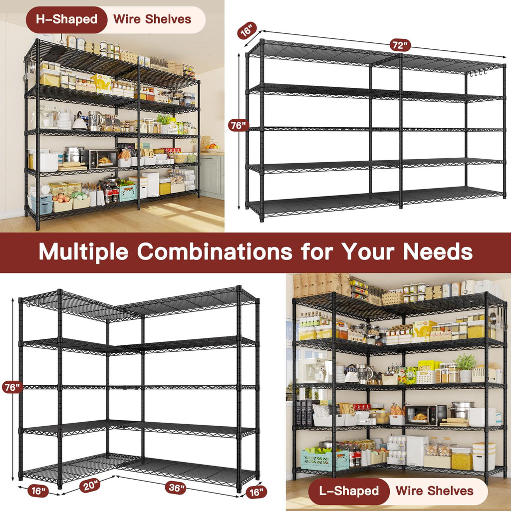 Heavy Duty Shelving Corner Shelves Pantry Shelving l Shaped Shelf