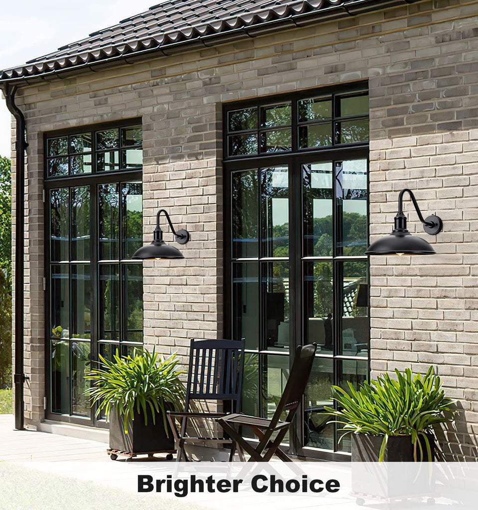 15" Large Barn Light- Dusk to Dawn Outdoor Gooseneck Industrial Light Waterproof Exteior Wall Mount is Ideal for