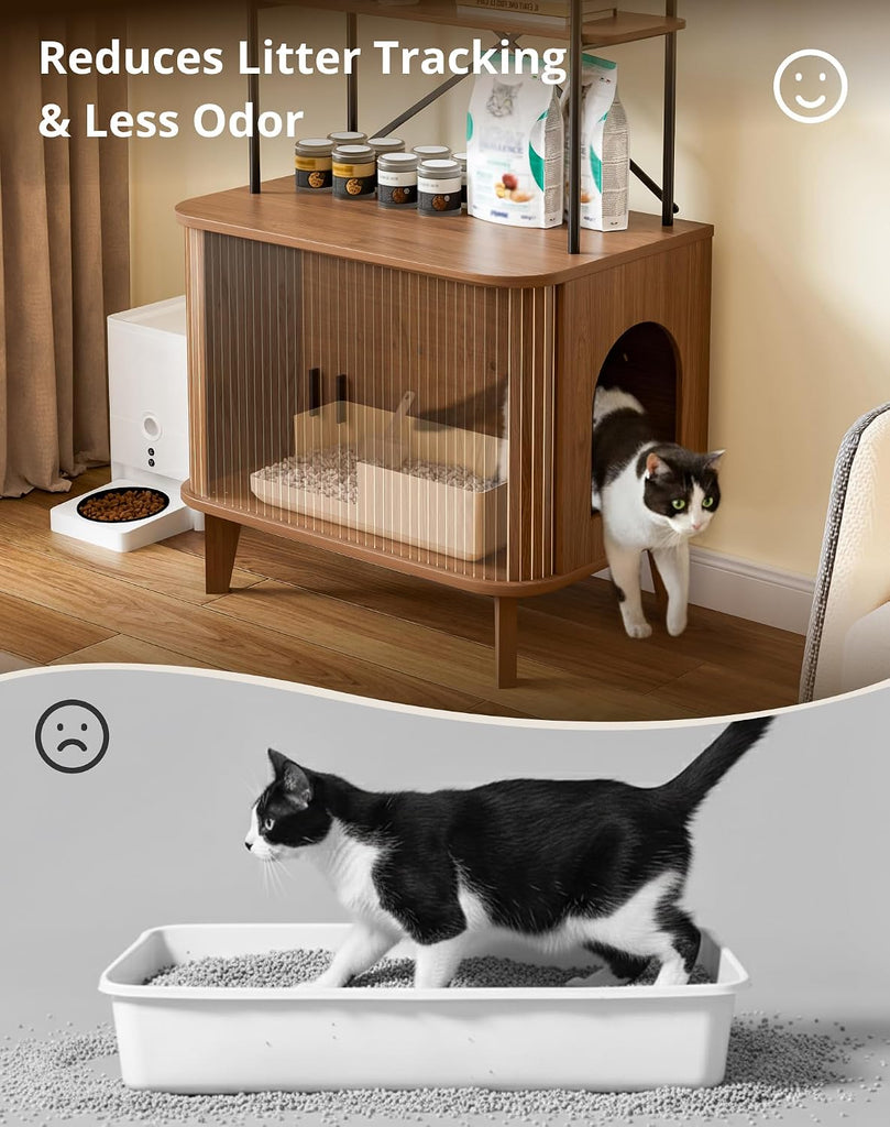 Cat Litter Box Enclosure Furniture, Hidden Litter Box Furniture Fit Most of Litter Boxes, Cat Washroom Cabinet and Pet