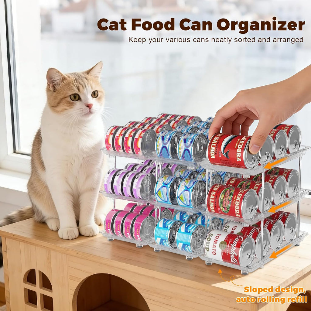 Cat Food Can Organizer, 3-Tier Adjustable Pet Food Can Holder