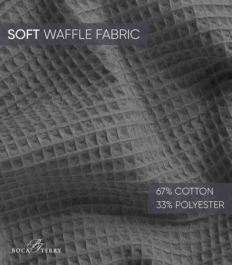Men's Waffle Robe by BOCA TERRY, Waffle Knit Spa Robe, Long Lightweight Cotton Kimono Hotel Bathrobe