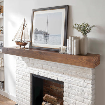 Fireplace Mantel 72 Inch, Rustic Wooden Mantel Shelf for Wall, Dark Oak