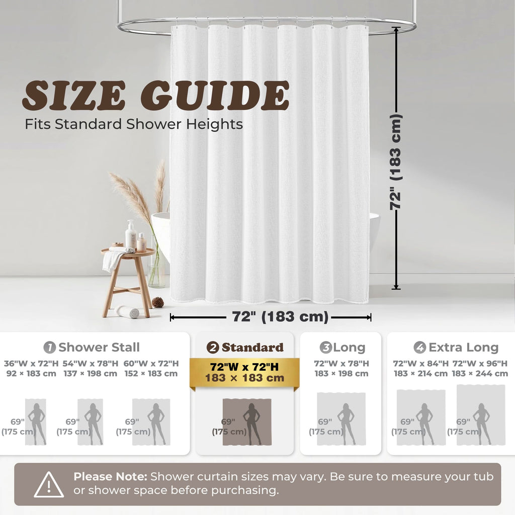White Linen Farmhouse Bathroom Decor 72x72 Inches