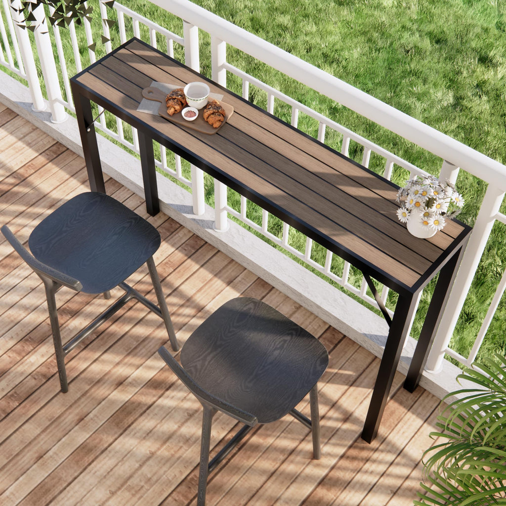 Outdoor Bar Table, 55" Patio Bar Height Table, Bar Counter Pub Dining Table with Waterproof Top for Balcony, Garden