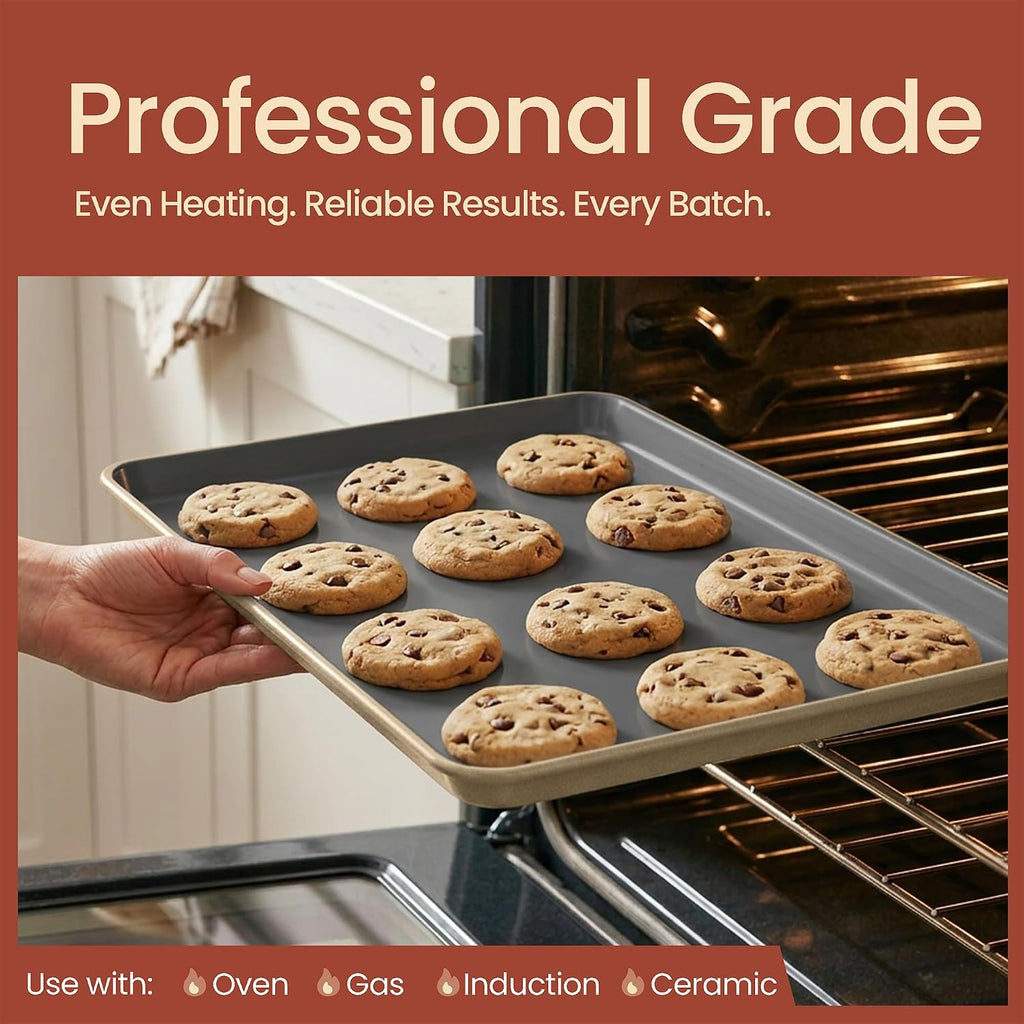 Bakken 8-Piece Ceramic Coated Bakeware Sets, Nonstick Aluminized Steel Pans with Muffin, Loaf, Cake, Roasting Pan, &