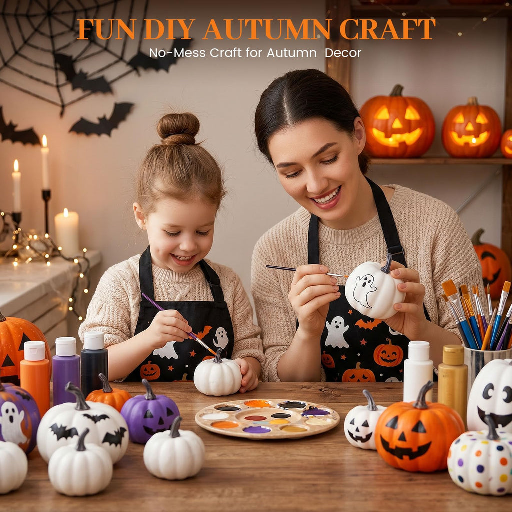 16 PCS White Fake Pumpkins for Decorating, Faux Pumpkins