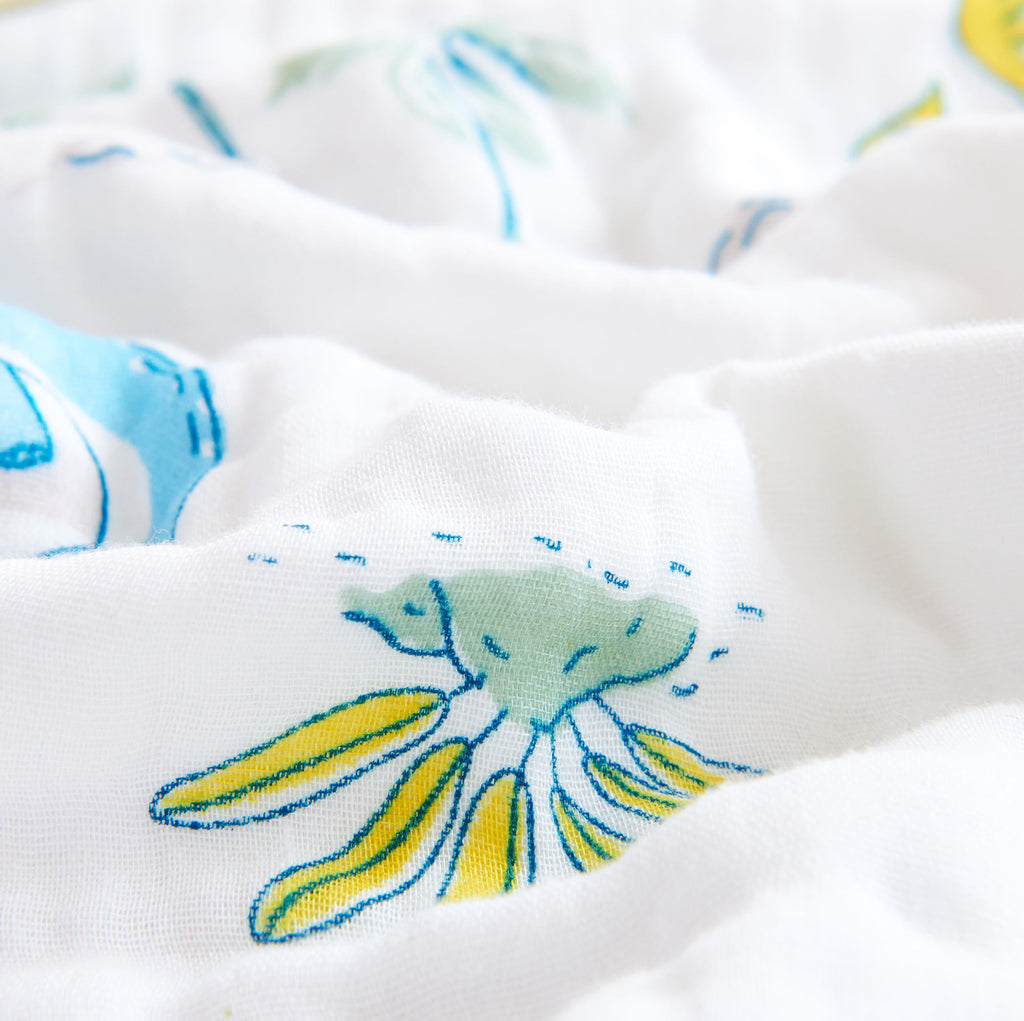 Dinosaur Blue Muslin Wrap Blanket 100% Cotton 6 Layer Quilt Bed Blanket Soft Warm Throw Blanket Sofa Couch Toddler