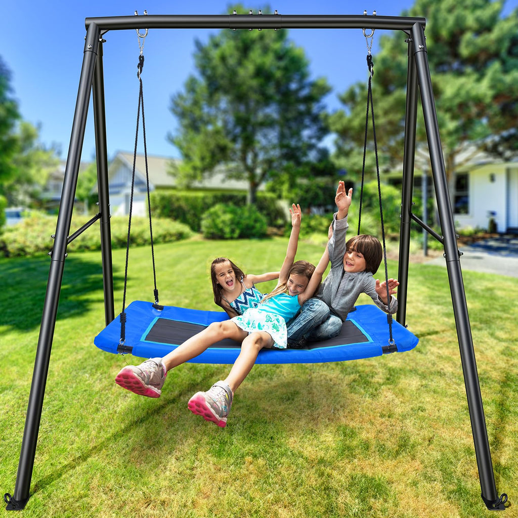 60" Platform Saucer Swing with Stand, Heavy Duty A-Frame