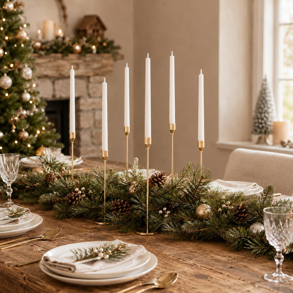 Set of 6 Gold Taper Candle Holders, Tall Candlesticks Holder for Dining Table Centerpiece, Fall Decor, Fireplace