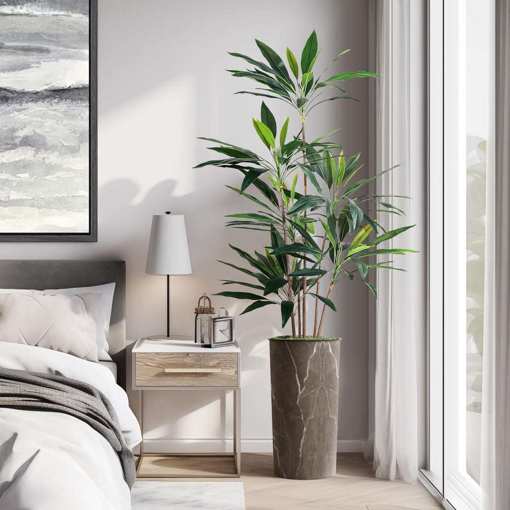 Artificial Tree in Modern Granite Effect, Fake Dracaena Tree Silk Tree for Indoor and Outdoor Home Decoration - 66"