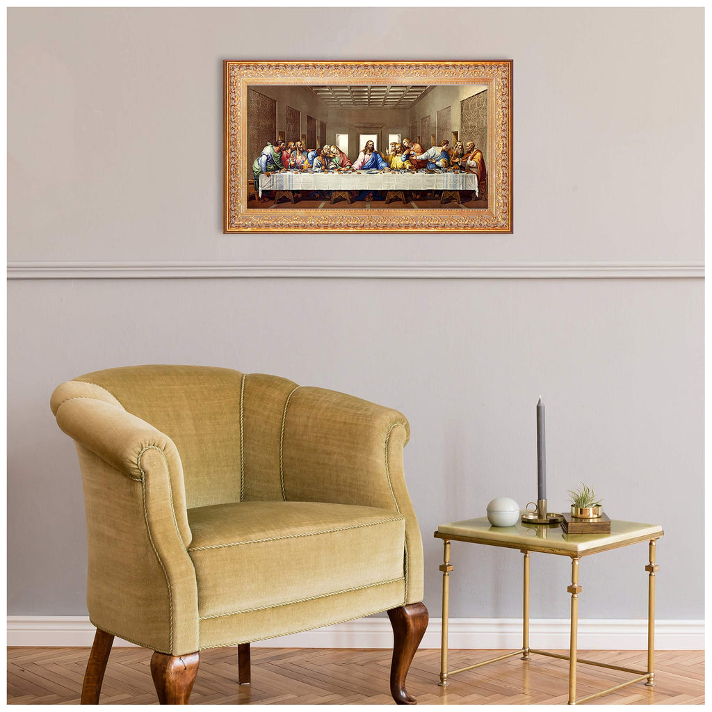 The Last Supper Vintage Pattern Gold Frame 28.5x16.5