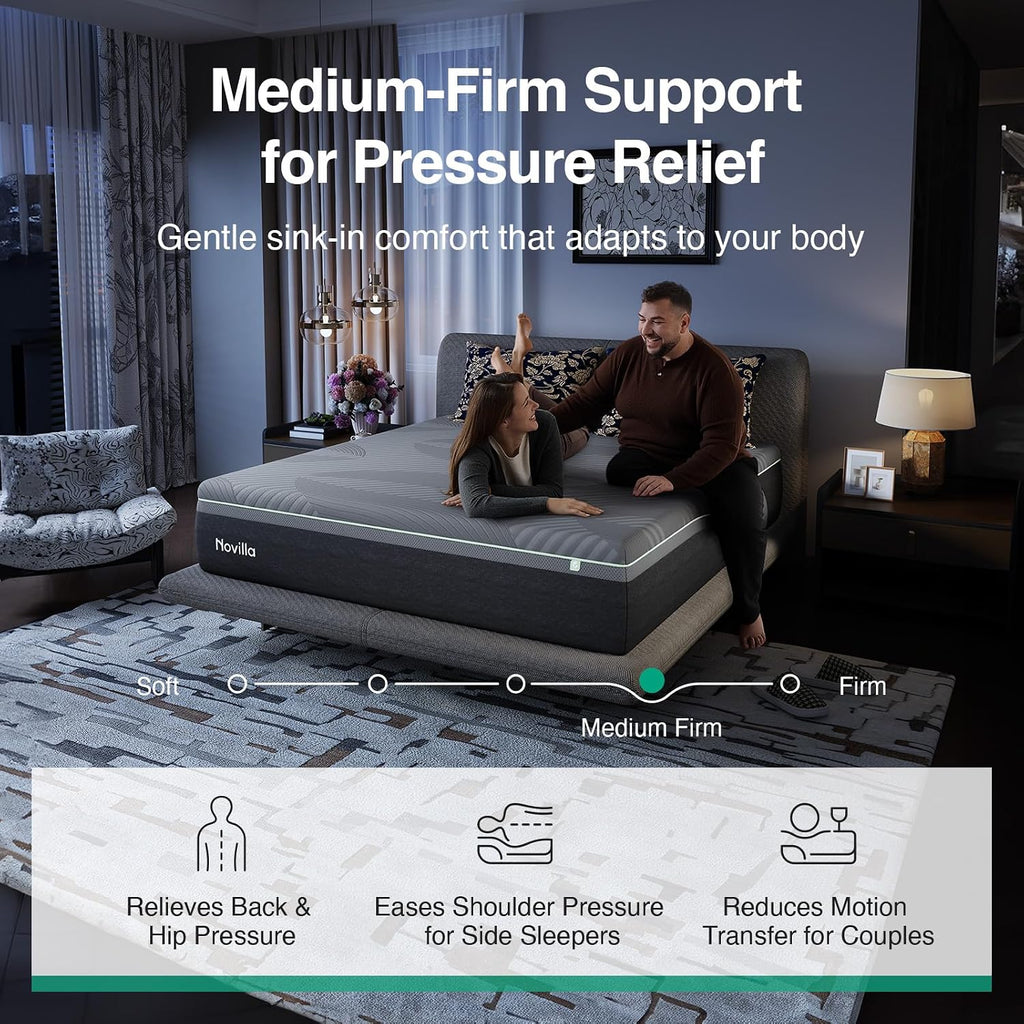AiryFlow 12 Inch Queen Size Mattress, Queen Memory Foam Mattress | for Cool Night & Spinal Alignment, Pressure Relief