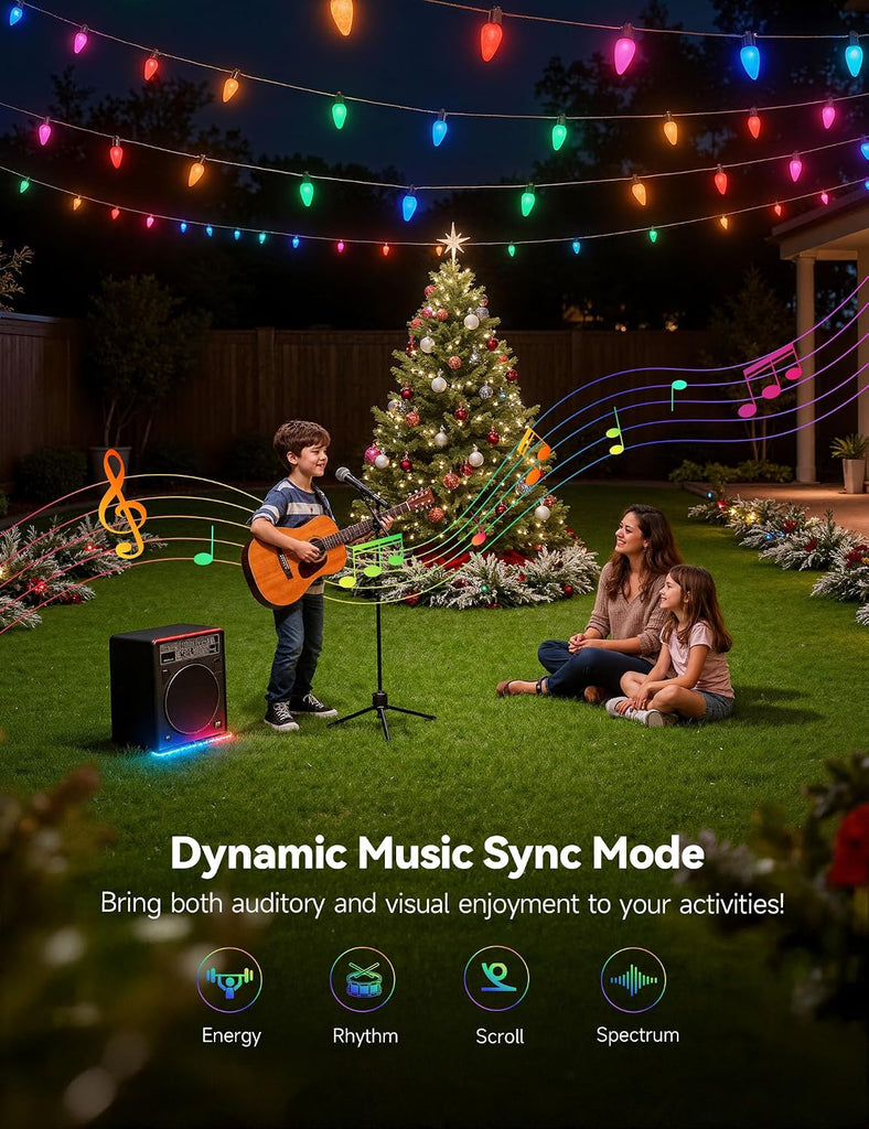 Smart C9 Christmas Lights Outdoor, 200 LED 213FT Christmas Color Changing Fairy Lights App Control, Music Sync, 105