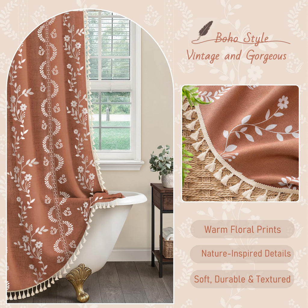 Boho Terracotta Vintage with Tassels 72 x 72 Inch