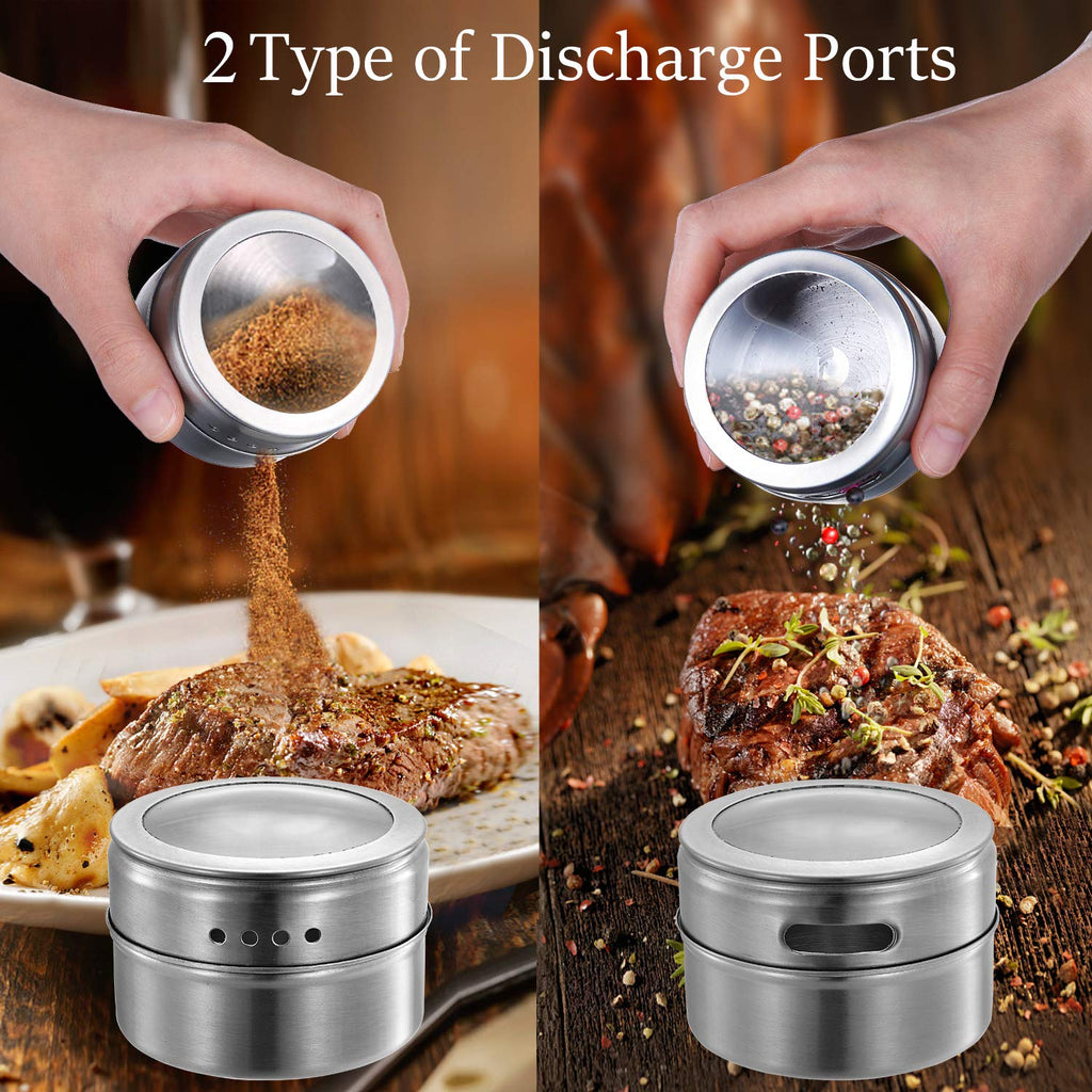 Magnetic Spice Jars, 12 Pcs Wall Mounted Spice Tins with Labels