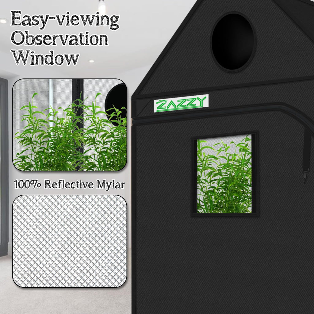 Grow Tent 60"x60"x72" Roof Cube Plant Grow Tents with Observation Window and Removable Floor Tray for Indoor Plant