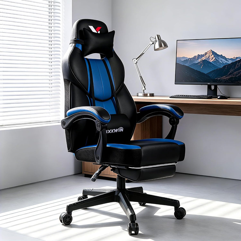 Ergonomic Big and Tall Gaming Chair 400lbs Heavy Duty Computer Office Desk Chair with Footrest, Comfortable Pocket