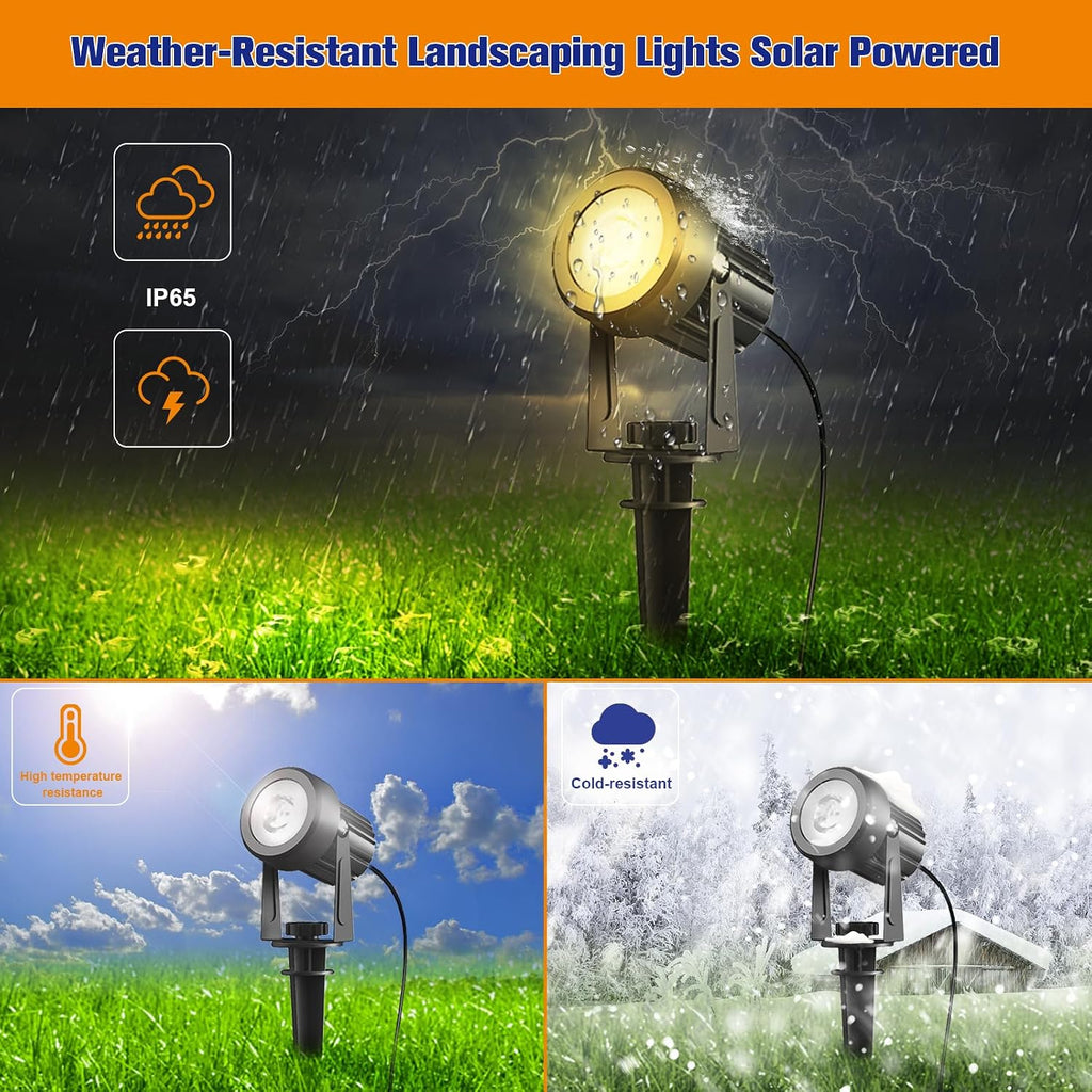 Solar Spot Lights Outdoor 4-in-1 Solar Landscape Lights Dusk to Dawn Solar Uplights IP65 Waterproof 9.8ft Cable