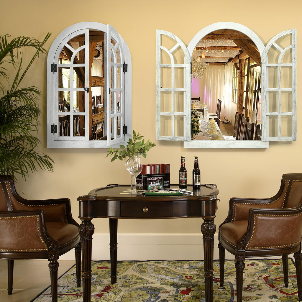 Window Mirrors for Wall Decor -Arched Wall Mirror Farmhouse Wood