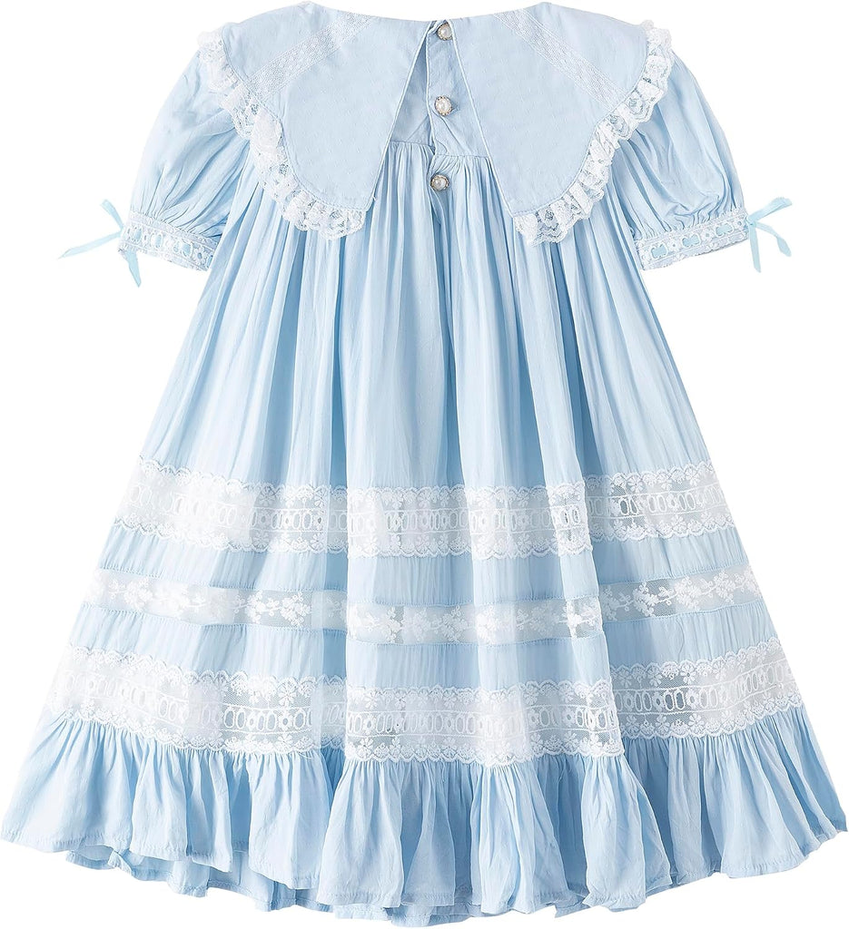 Girls Dress, Girls Gowns, Lace Heirloom Dress, Puff Sleeve, Cute Long Style for Kids