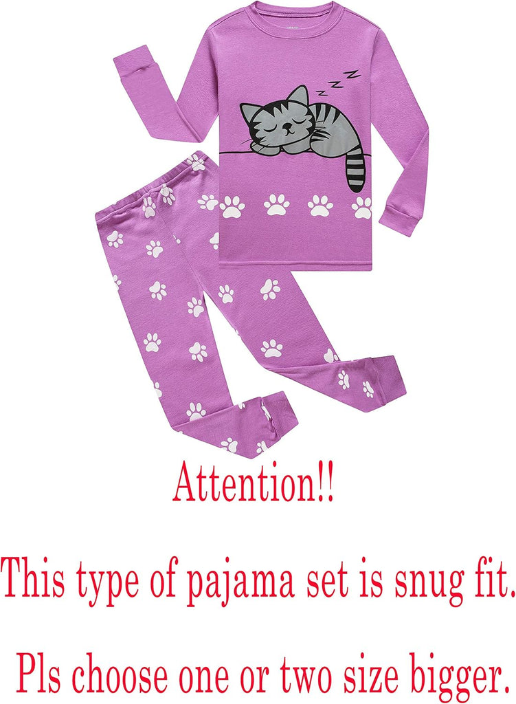Girls Pajamas Set Kids Long Sleeve PJs Cotton Jammies