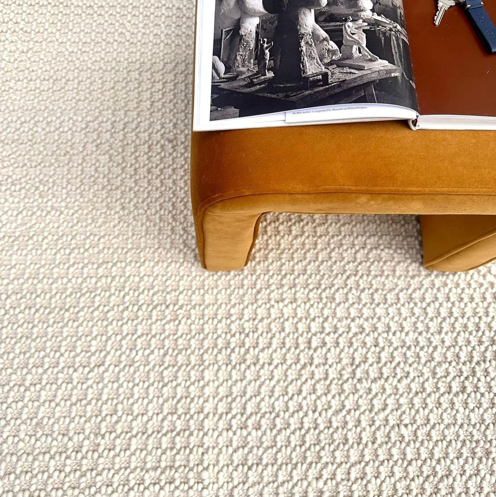 Handwoven Wool Area Rug - Hand Woven Natural Rugs- (Ivory- 9'x12')