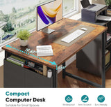 Computer Desk 31 Inch Home Office Desks for Small Spaces, Gaming Writing Study Work Table with Storage Bag, Rustic Brown
