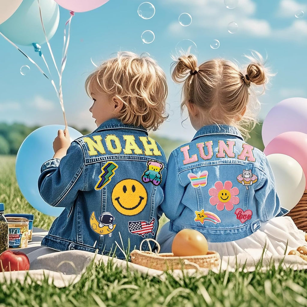 Personalized Kids Denim Jacket with Name, Custom Girl Jean Jacket