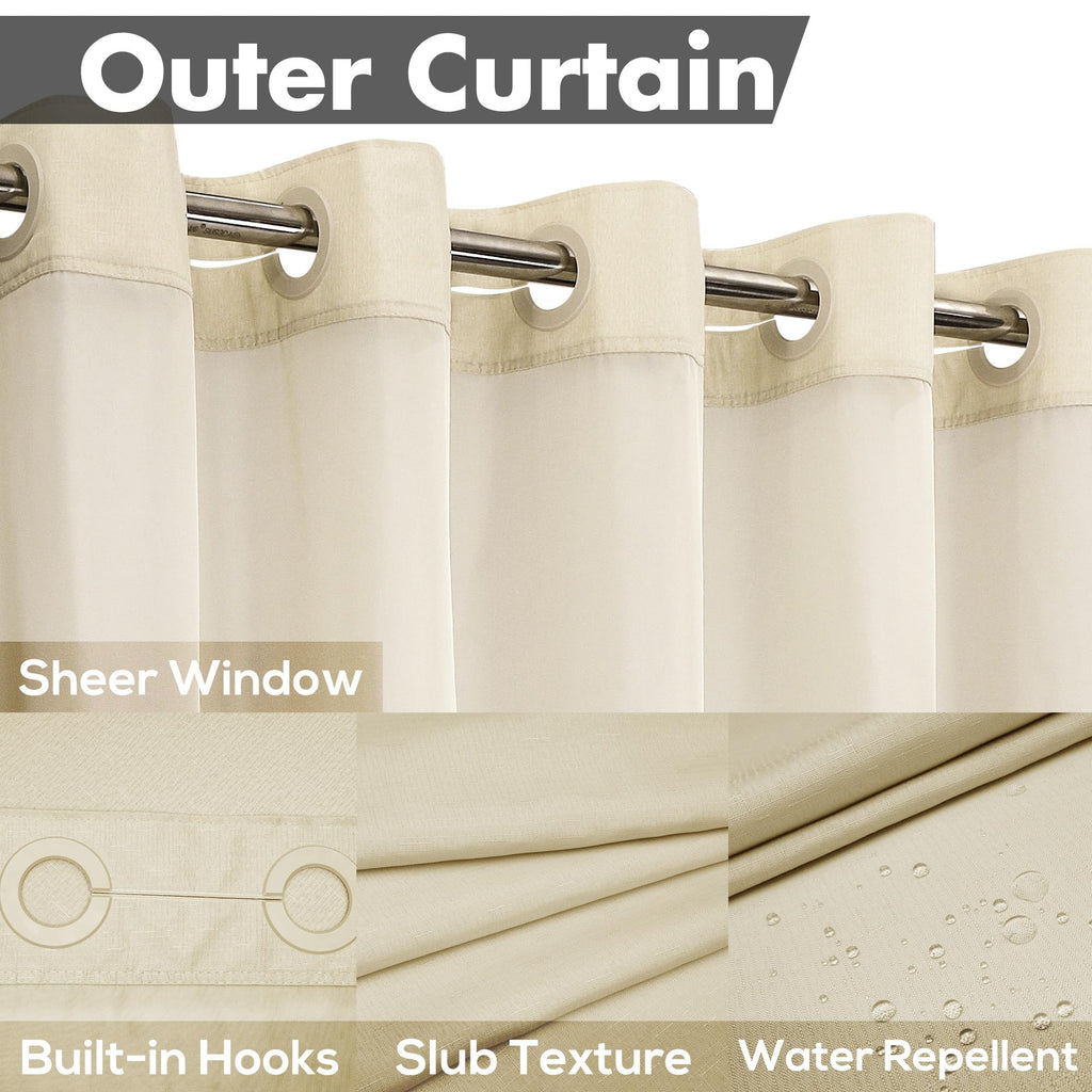 No Hook with Snap-in Liner Set, Linen, 71x74