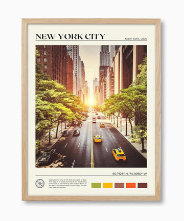 12x16IN New York Street Framed Wall Urban Canvas Print, 1Pack