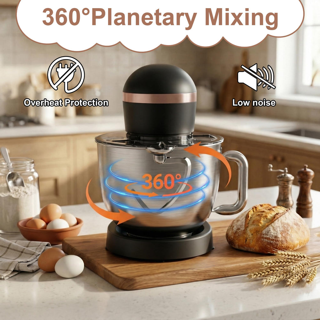 6.5 Qt 10-Speed Tilt-Head Stand Mixer with Dough Hook, Whisk, Beater & Splash Guard, Electric Kitchen Mixer for