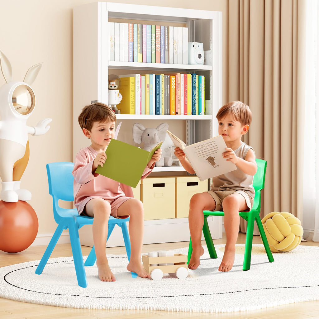 12Pcs Stackable School Chairs, Colorful Kids Plastic Chair for Toddlers with 11'' Seat, Kids Flexible Seating for