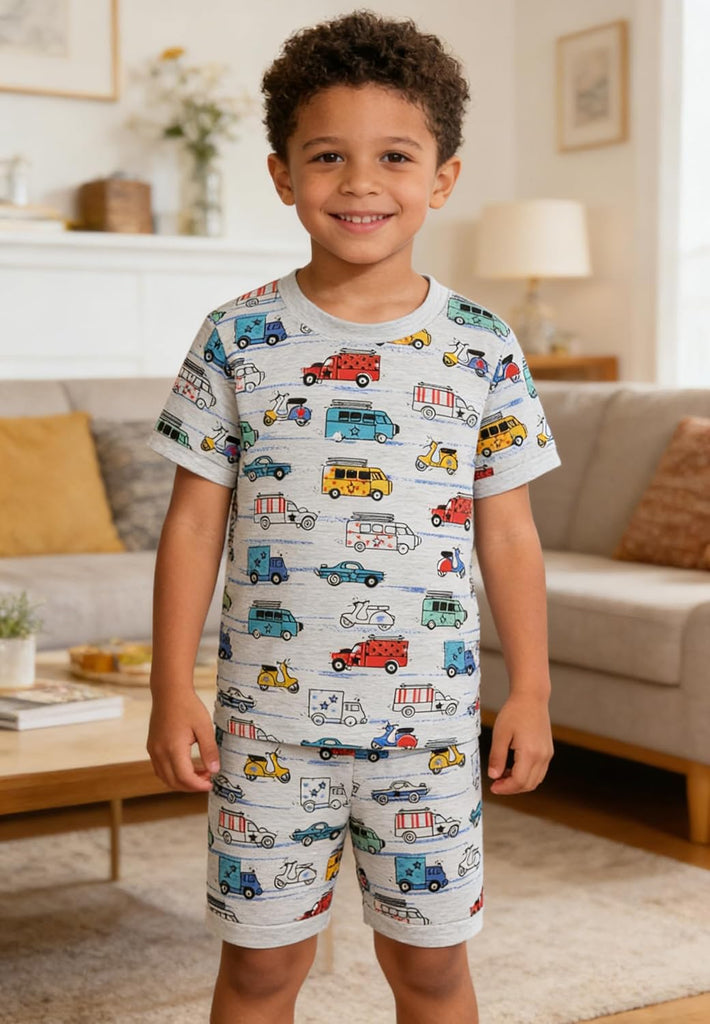 Hand Toddler Boys Pajamas Kids Dinosaur Summer PJS Monster Truck Boy Tractor Jammies Hockey Short Sets
