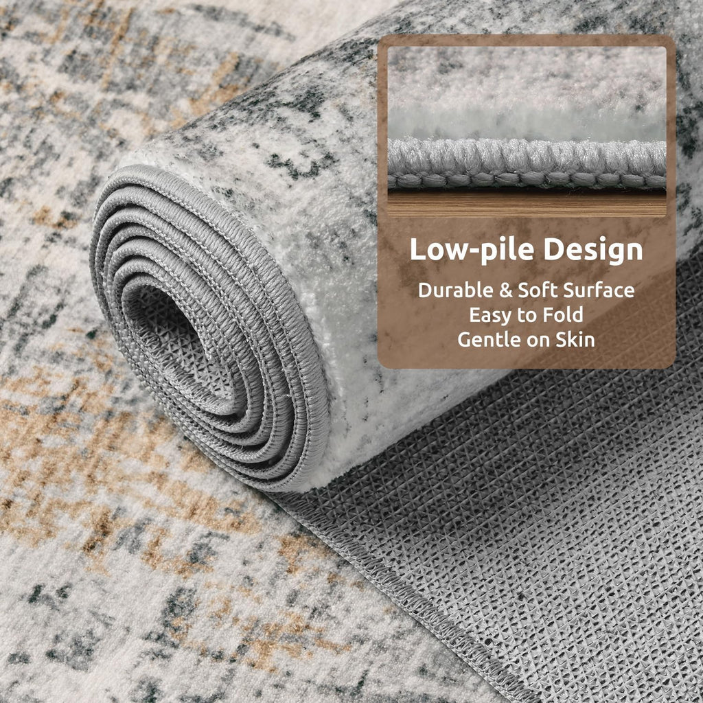 5 x 7 Area Rugs for Living Room, Machine Washable Non Slip Rug Ultra Soft Low Pile Indoor Carpet Modern Abstract Rugs