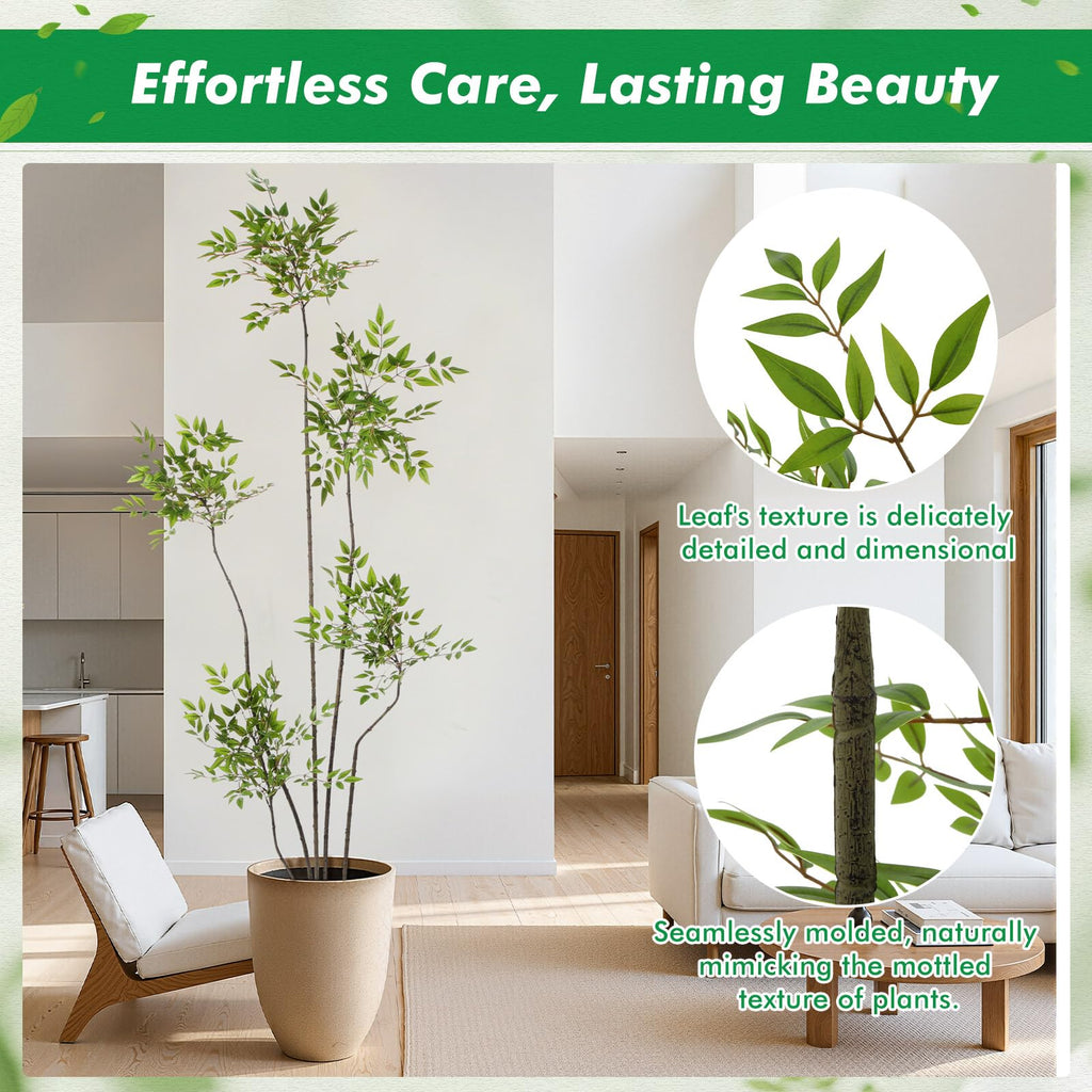 7ft Faux Bamboo Tree Nandina, Artificial Floor Plant, Green