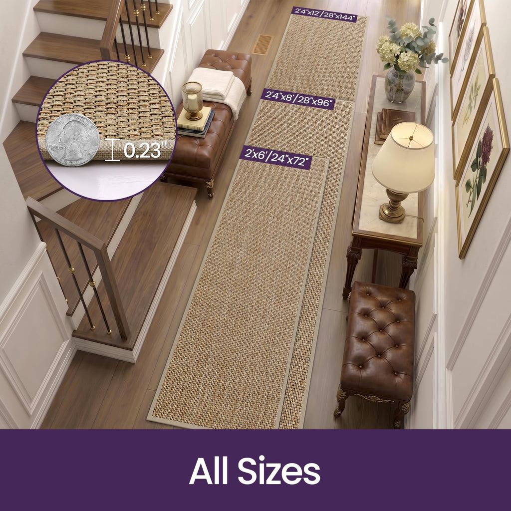 Ultra Th Runner Rug 28x144, Non Slip Entryway Rugs, Beige