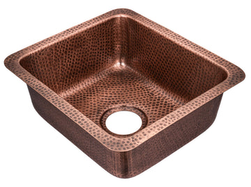 Kitchen & Bar Sink - 17-inch Highball Dual Mount Drop Sink, Hand Hammered Pure Copper Sinks, Drop in Bar Sinks or