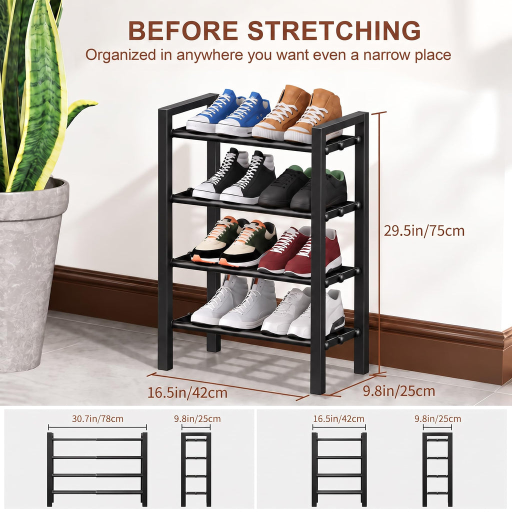 Expandable Shoe Rack, Heavy Duty Metal Shoe Organizer for Closet