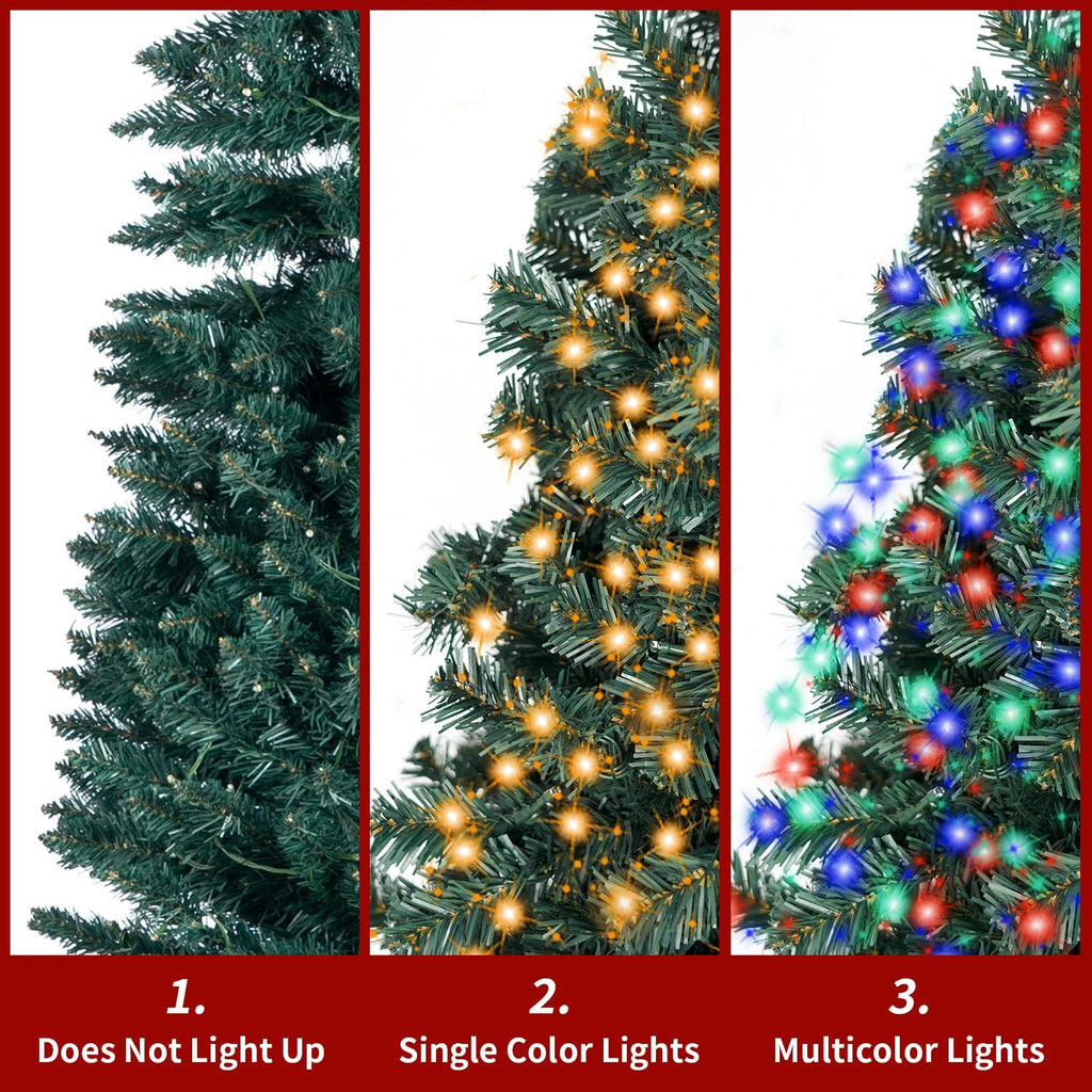 Christmas Tree with Light,Artificial Pencil Xmas Tree for Xmas Decor