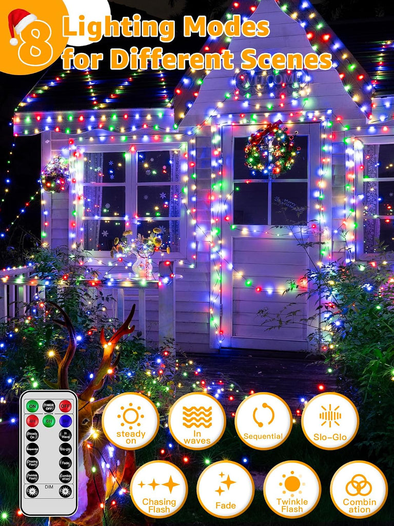 Christmas Lights 1200 LED 394 FT, Waterproof Outdoor String Lights with 8 Modes, Fairy Lights for Holiday Decor