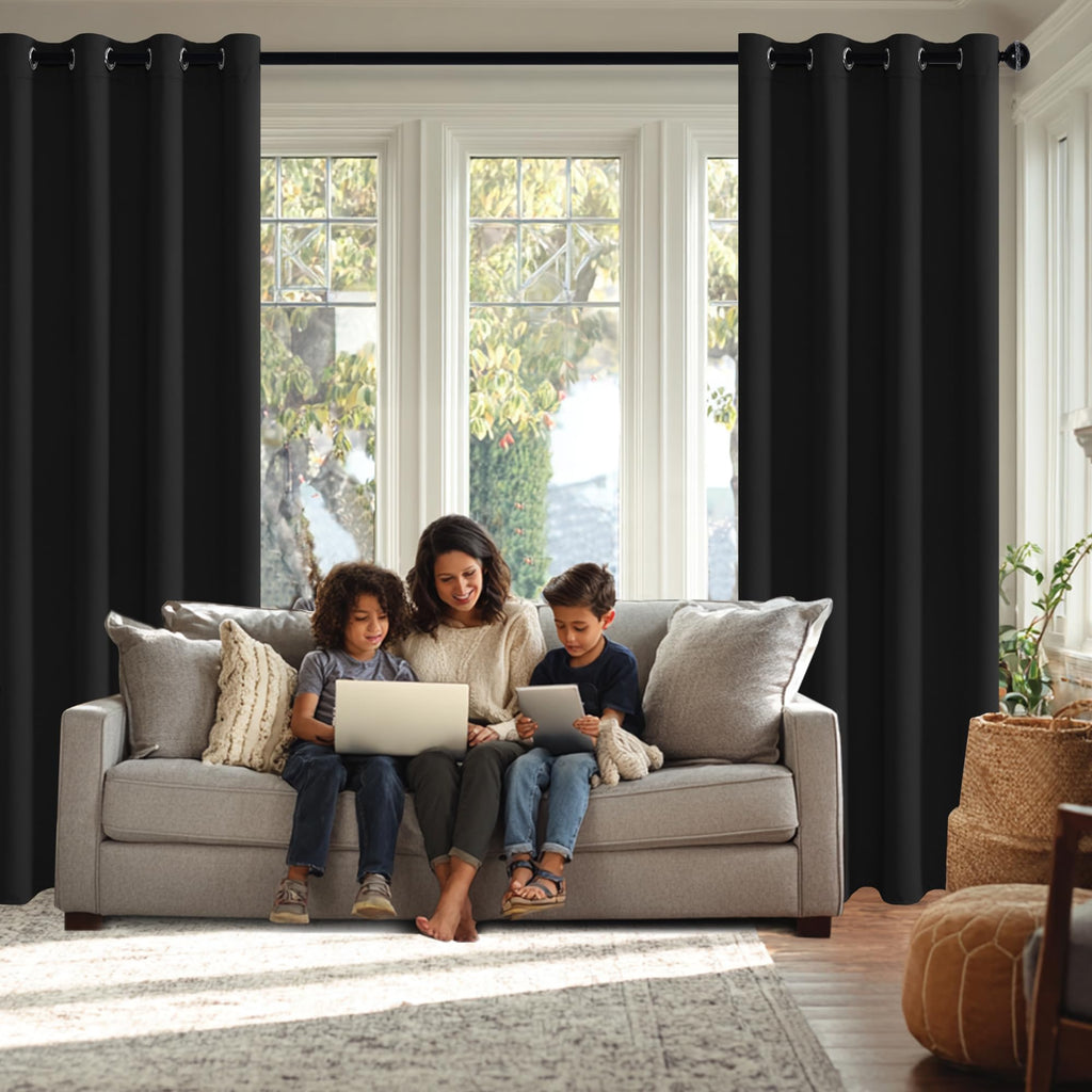 Short Curtains Kitchen Half Window Blackout Curtains with Tiebacks for Baseroom Shadows, Grommet Curtains, Set of 2