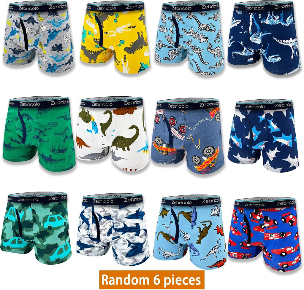 Boys Boxer Briefs - Cotton Boys Underwear, No Labels, 6PCS