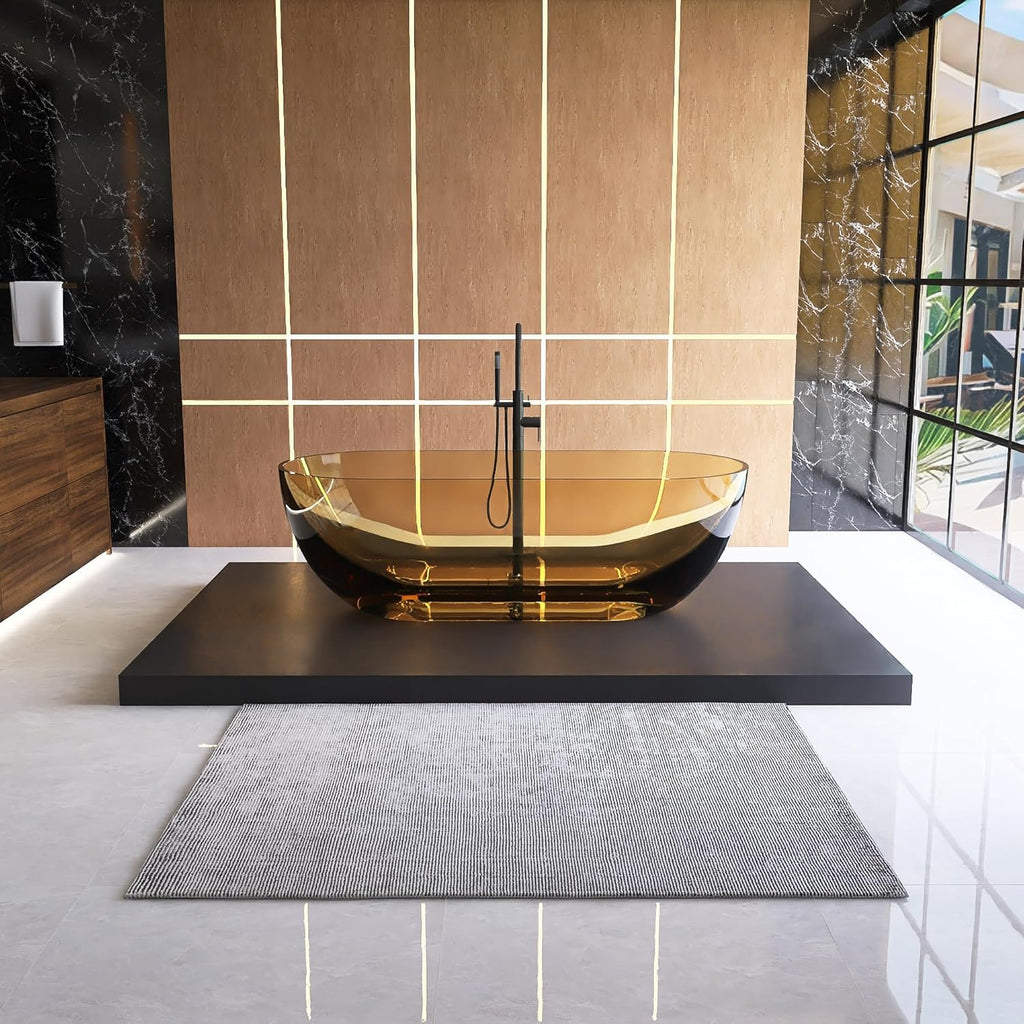 ​Tubcraft 69" Resin Stone Freestanding Bathtub, Solid Surface Modern Freestanding Tub Soaking Stand Alone Tub with
