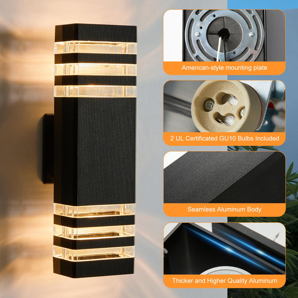 LED Outdoor Wall Light, Aluminum IP65 Waterproof Porch Lights