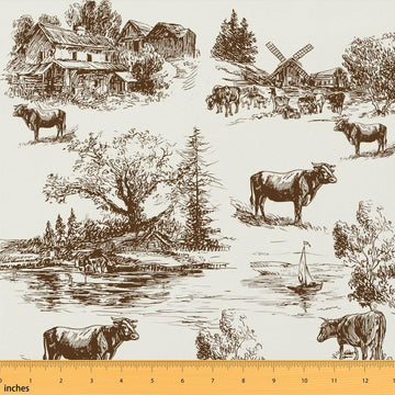 Farmhouse Western Fabric by The Yard, Cowboy Upholstery Fabric for