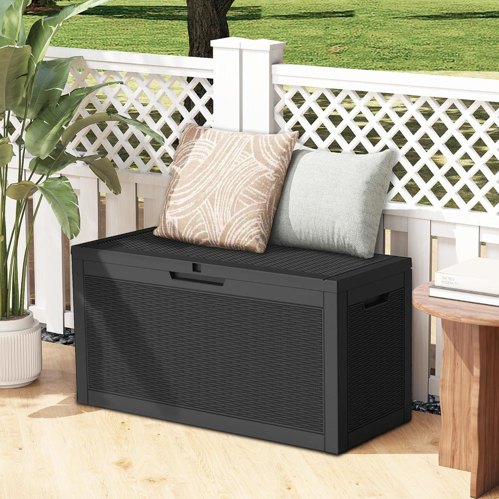 Outdoor Storage Box, 66 Gallon Waterproof Deck Boxes, Large Lockable Pool Storage Bins for Package Delivery, Porch