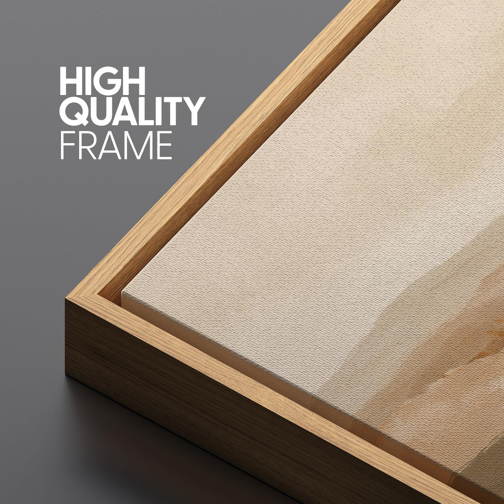 Framed Canvas Print Wall Art Set Abstract Mountain Desert Illustrations Minimal Decorative - 24"x36"x3 NATURAL