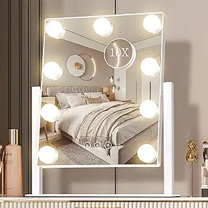 Vanity Mirror with Lights, Makeup Mirror with Lights,3 Color Lighting Modes Detachable 10X Magnification Mirror Touch