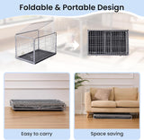 Collapsible Dog Crate for Small Dogs - 30 inch Escape Proof Metal Dog Kennel with Double Door